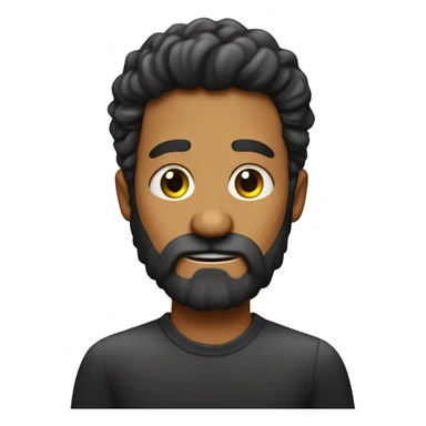 "Quiero un emoji de un hombre cin barba negra y alguna cana, calvo y delgado. Tiene su dedo índice sobre el labio inferior y levanta una ceja como si pensara  sticker