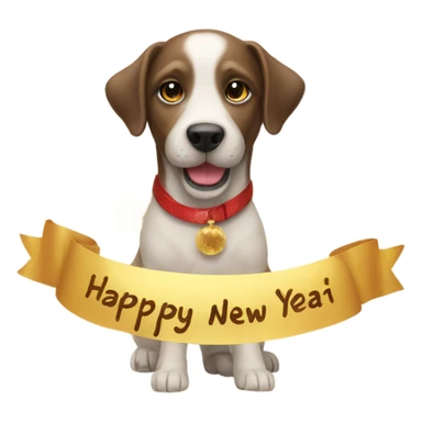Dog with new year greeting sticker