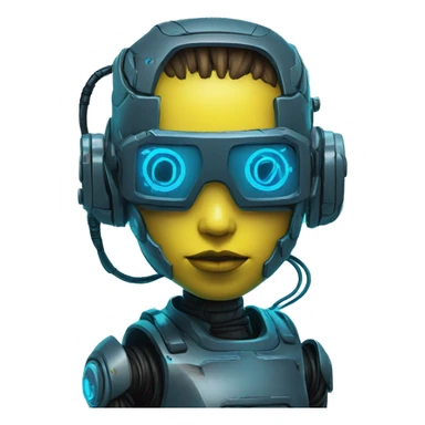 Cyberpunk robot neon blue sticker