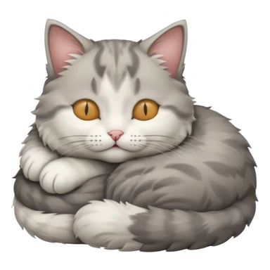 grey and white small cat with its eyes closed lying down with his paw curled under his head holding it up sticker
