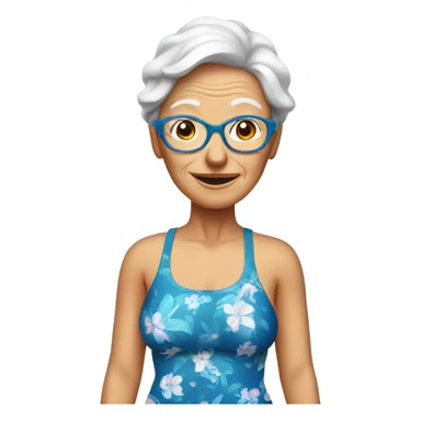 senior woman in swimsuit sticker