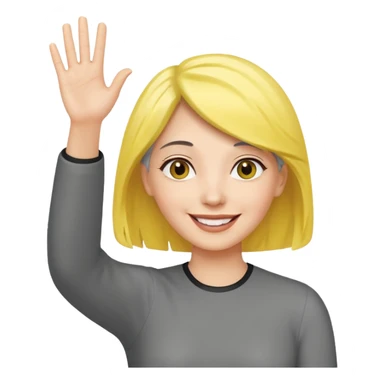 woman with gray and yellow hair smiling and waving her hand  sticker