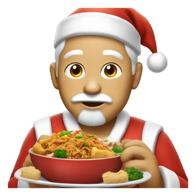 Santa eating Chinese food sticker