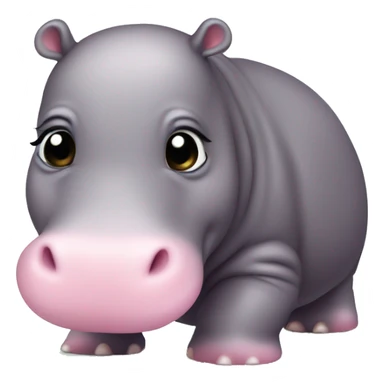 small cute hippo, blackish pink color sticker