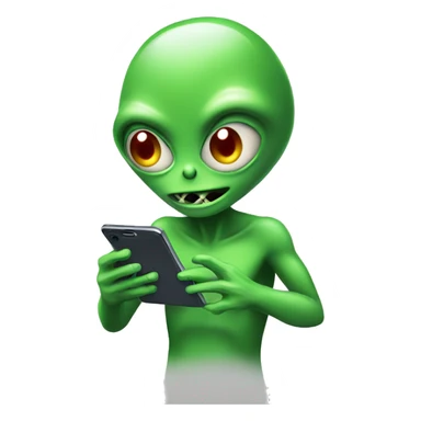 alien playing smartphone games sticker