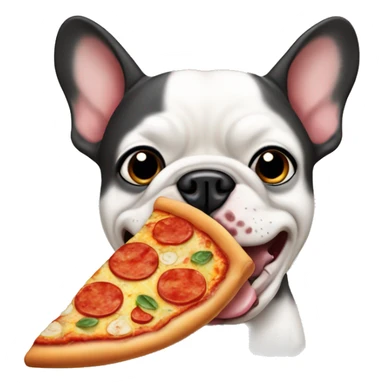 French bull dog eating pizza  sticker
