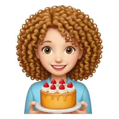 Curly haired girl with a cake sticker