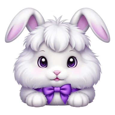 cute white bunny wearing purple bows sticker