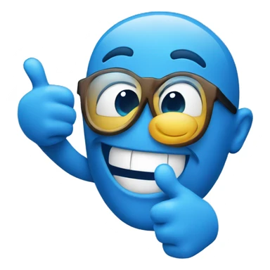 Blue smiling emoji with 2 thumbs up sticker