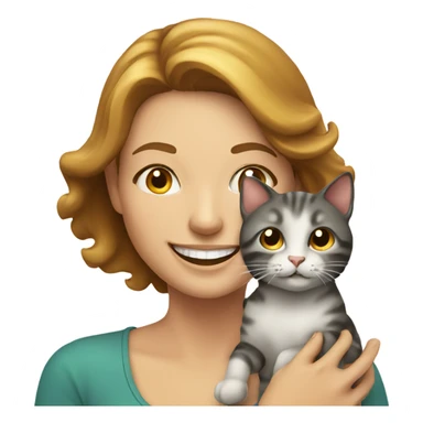 smiling lady with cat indoors sticker