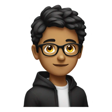 14-year old pakistani boy with red glasses and black hoodie sticker