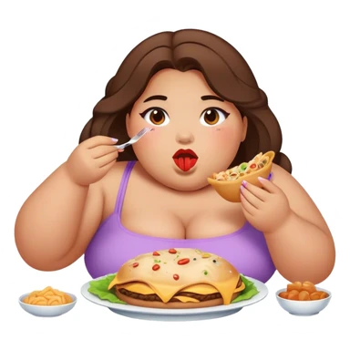 Fat girl making a mukbang sticker