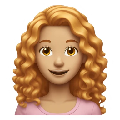 Girl with long and wavy hair, strawberry blonde, smiling sticker