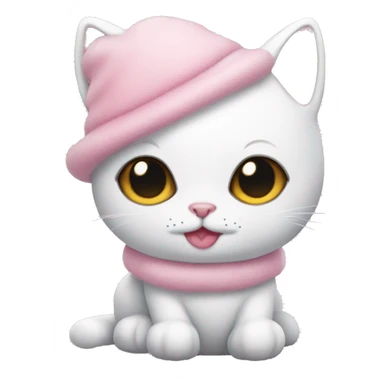 Baby pink cat with a snowman costume  sticker