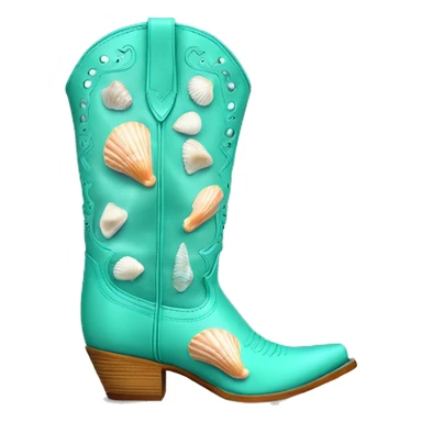Light teal cowgirl boots with seashell print sticker