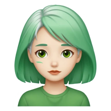 girl with green hair clip, white hair. sticker