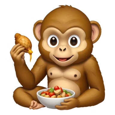 Monkey eating chicken sticker