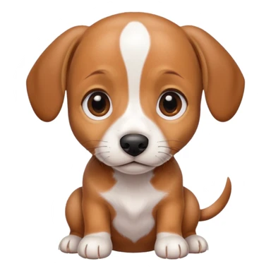 Dachshund beagle chihuahua mix puppy that’s mostly white with brown and dark brown patches and a birth mark on his nose sticker