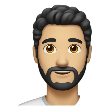 Caucasian man with black hair, olive skin and light beard and no mustache sticker