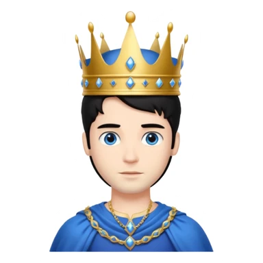 Prince with crown, whole Body, black hair, blue eyes,  sticker