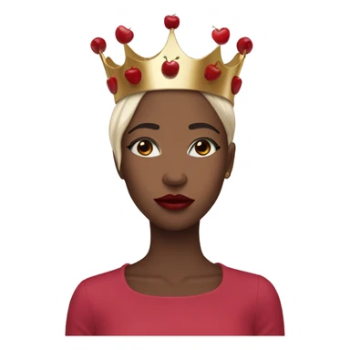 that cover her eyes and cherry lipstick and a crown sticker