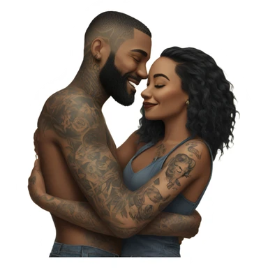 Photo model tattooed couple hugging  sticker