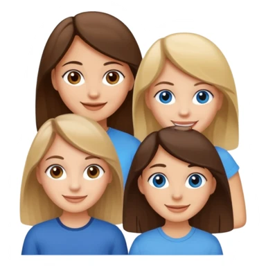 three friends: one girl who is white, has brown hair and brown eyes; one girl who is dirty blonde with blue eyes; one girl who is tan with dark brown hair and dark brown eyes sticker