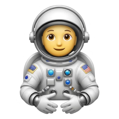 white pressurized astronaut gloves with metal wrist rings floating in space, 3D emoji style sticker