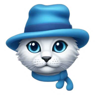 blue smurf cat with blue furr in hat sticker
