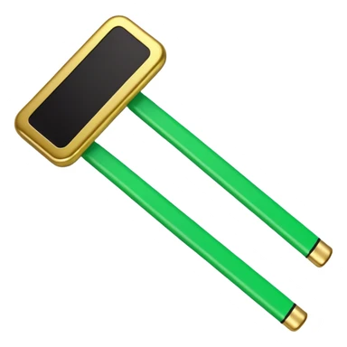 Apple-style 3D emoji of a simplified RAM stick, cartoon-style but recognizable, green with gold edge and black squares representing memory chips. sticker