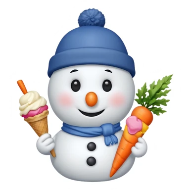 snowmen wearing cap with ice cream sticker