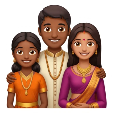 South indian hindu family with a 70 years old father and mother and one 40 years old daughter. They wear a traditional dress. They are smiling. sticker