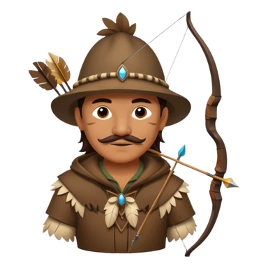 The classic middle-aged hunter with a bow and arrow on his back, dressed in brown with decorations made of feathers or bone teeth sticker