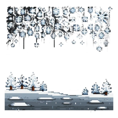Winter scene with snowflakes falling sticker