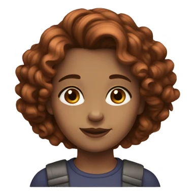 Girl with type 3B big curly copper brown hair, medium dark brown eyes, light tam skin sticker