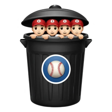 baseball team in trash can  sticker