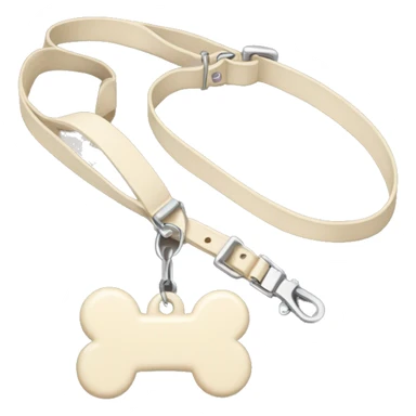 A cream collar and bone tag and a cream lead sticker