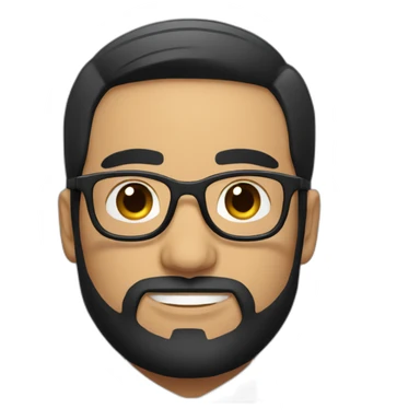 chilean man with short straight black hair and black beard wearing a suit and round glasses sticker