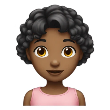 little girl black hair sticker