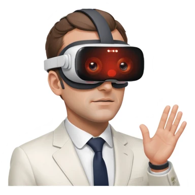 President Macron with oculus quest white sticker