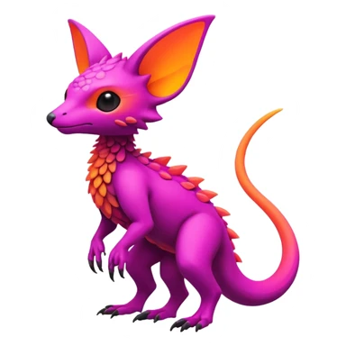 futuristic lush warm-colored neon-colored Fakémon-Trico-creature (full body) sticker