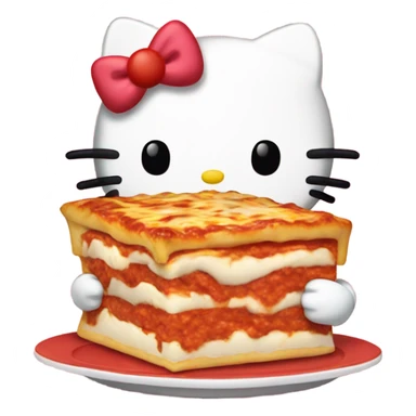 hello kitty eating lasagna and saying mondays sticker