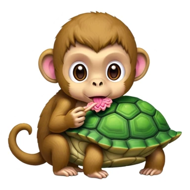 Monkey eating a turtle eating a brain sticker