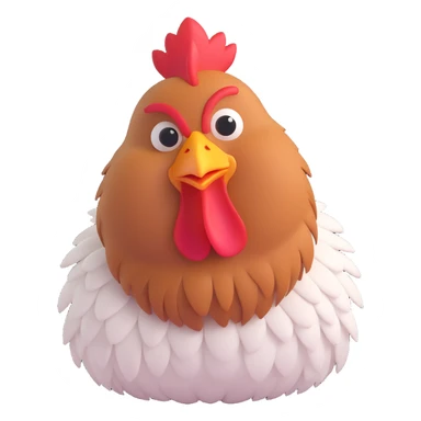cute hen with fluffy feathers, winking sticker