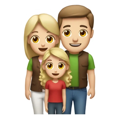 Three people: Brown hair dad , brown hair mom , blond little daughter in Christmas festival  sticker