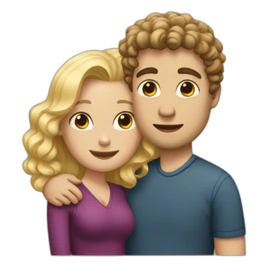 White man with dark curly hair hugging a blonde curvy woman sticker