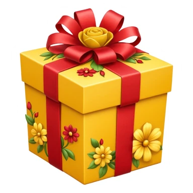 Decorative flower Gift Box yellow sticker
