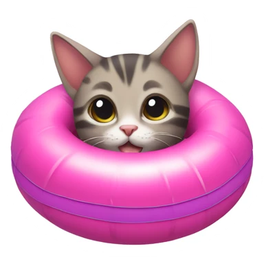 Kitten floating on inner tube in summer sticker