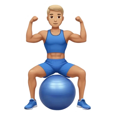 fit man with blue shorts stability ball exercises sticker