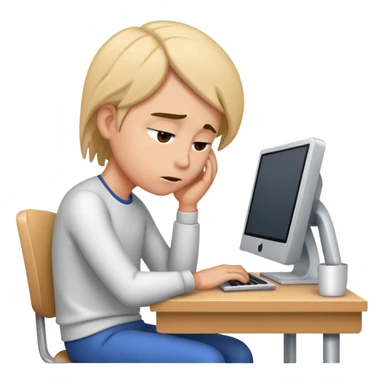 meme of tired person at computer  sticker